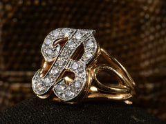 1960s Diamond "B" Letter Ring (side view)