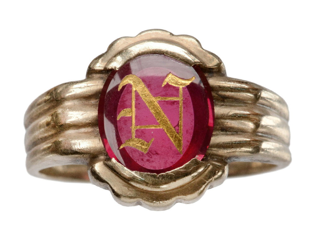 c1920 "N" Signet Ring (on white background)