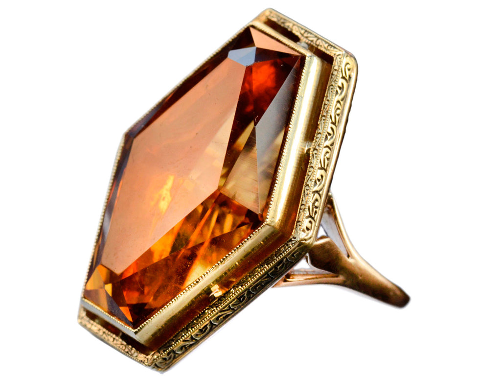 1930-40s Citrine Ring (on white background)