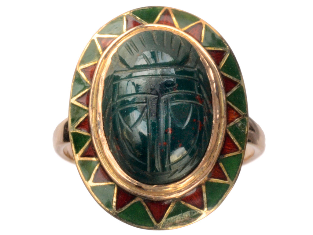 1920s Bloodstone Scarab Ring (on white background)
