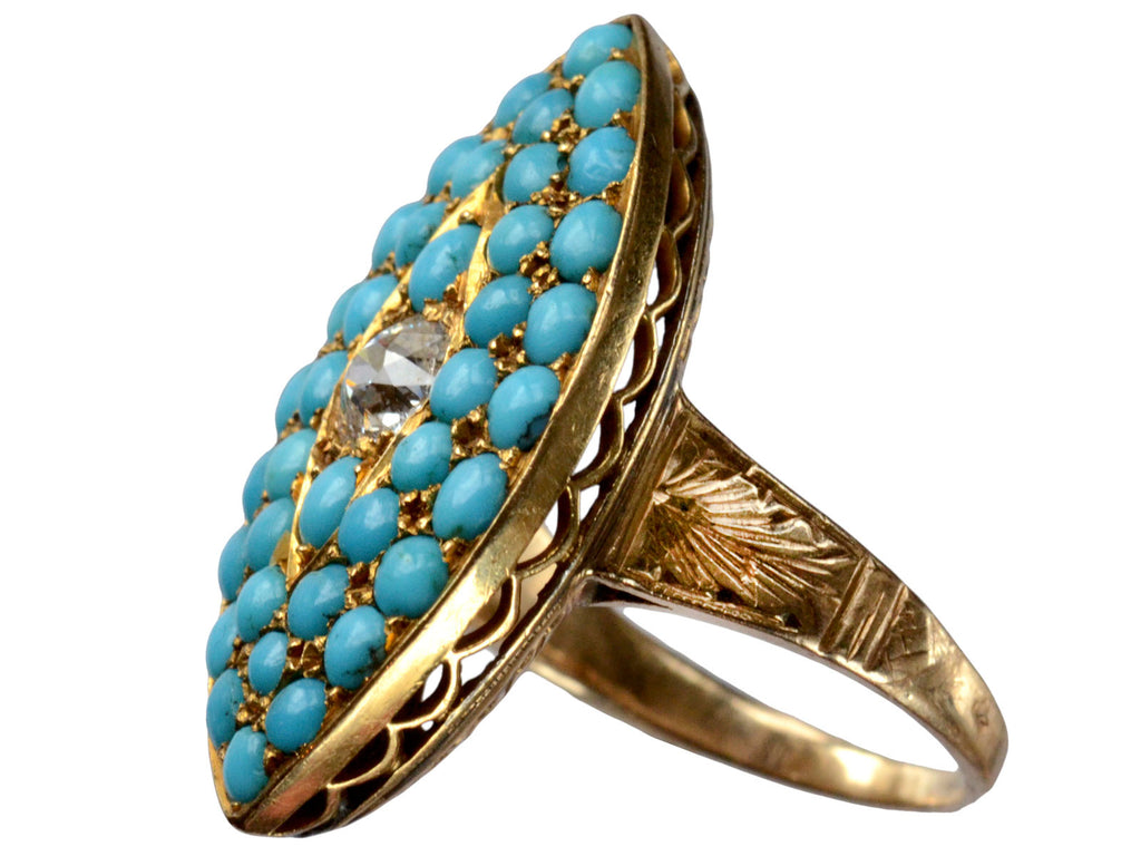 1890s Turquoise Diamond Ring (on white background)