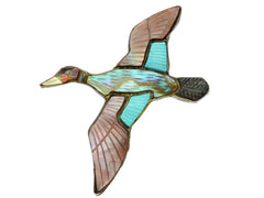 Vintage Abalone & Turquoise Duck Brooch