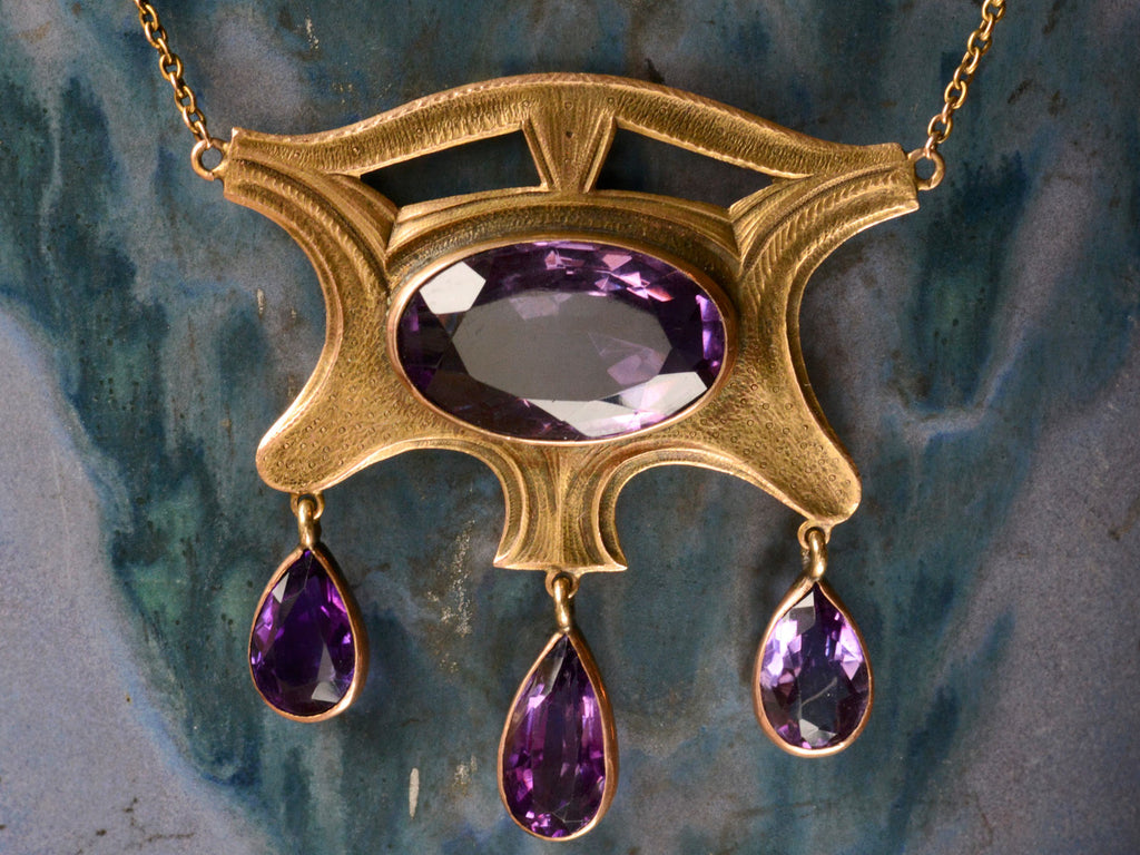 1900s Arts & Crafts Amethyst Pendant Necklace