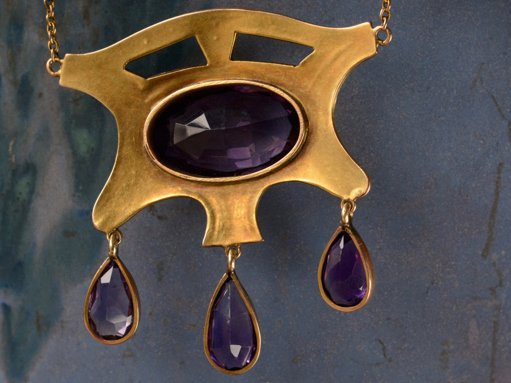 1900s Arts & Crafts Amethyst Pendant Necklace