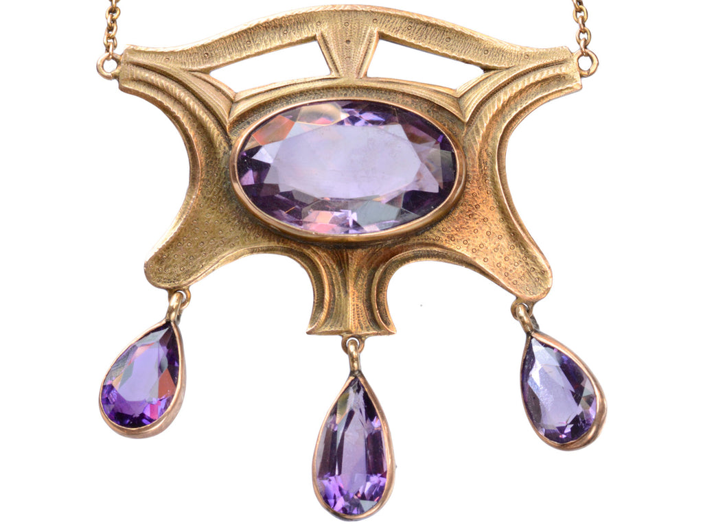1900s Arts & Crafts Amethyst Necklace (on white background)