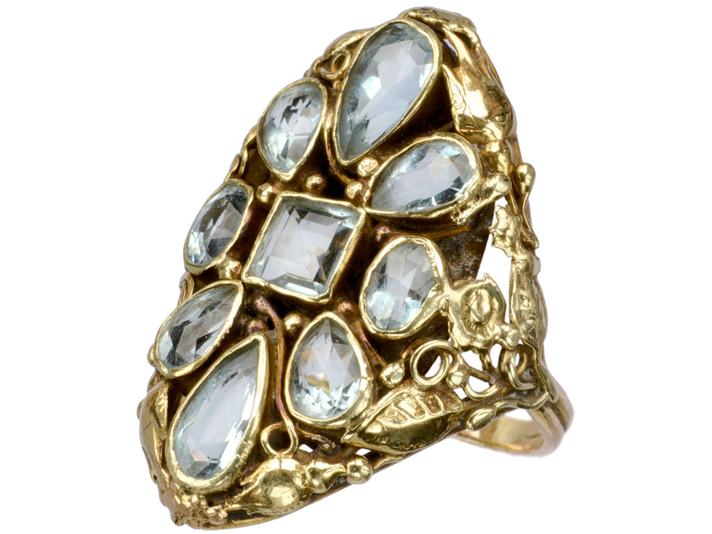1900s Arts & Crafts Aqua Ring (on white background)