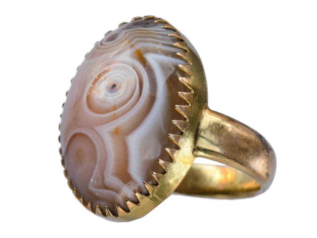 1900s Chinese Agate Ring (on white background)