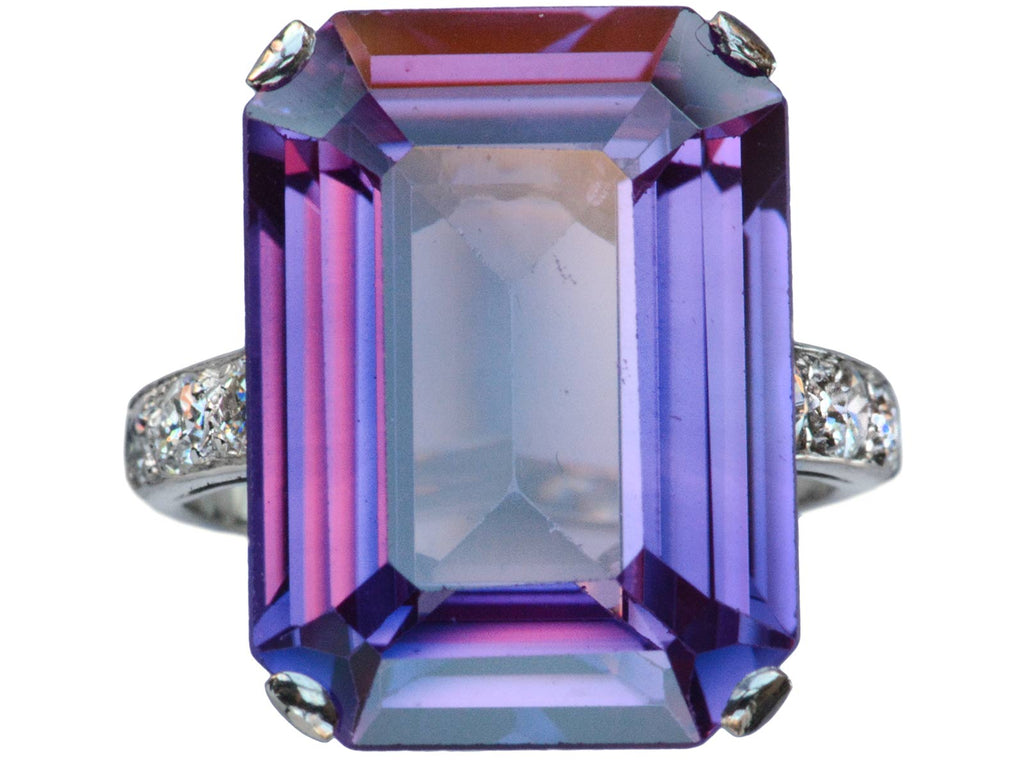 1930s Deco Simulated Alexandrite Ring