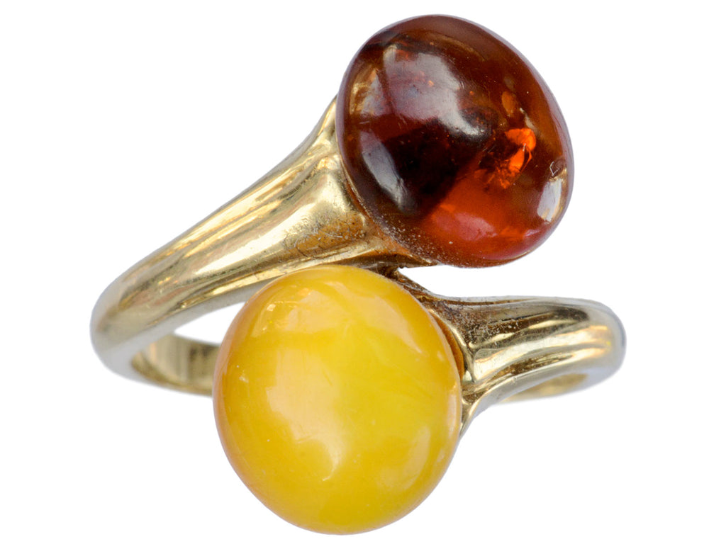 1940s Amber Bypass Ring (on white background)