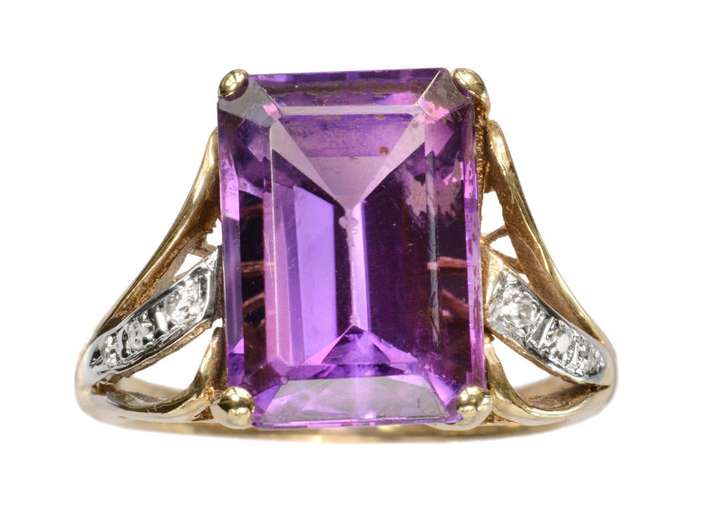 c1950 Amethyst & Diamond Ring (on white background)