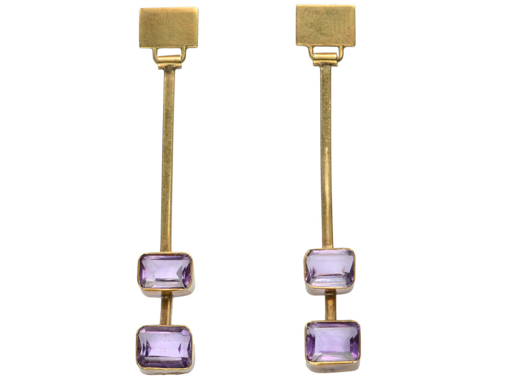 1970s Amethyst Drop Earrings (on white background)
