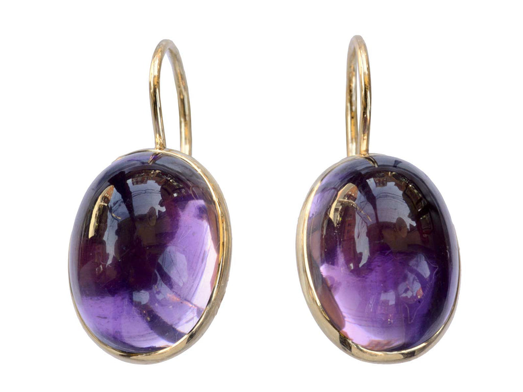 Large Amethyst Earrings, 14K (on white background)