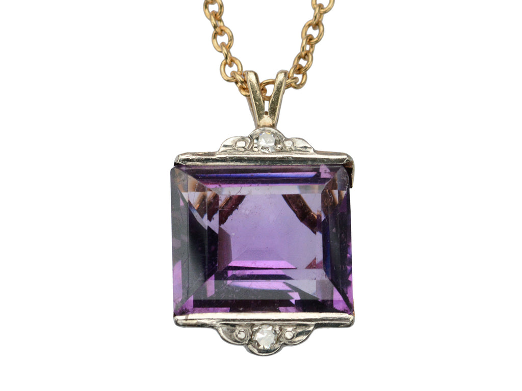 c1940 Art Deco Amethyst Pendant (on white background)