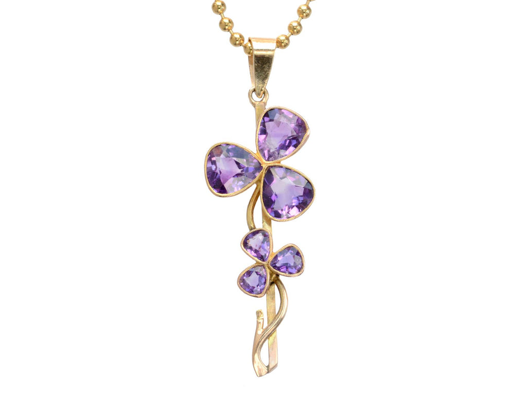 1910s Amethyst Clover Pendant (on white background)