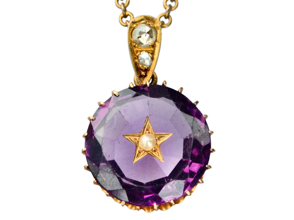 1890s Amethyst Star Pendant (on white background)