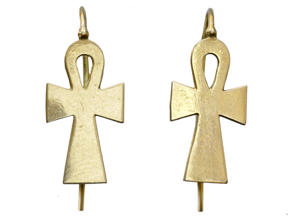 1970s Egyptian Ankh Earrings (on white background)