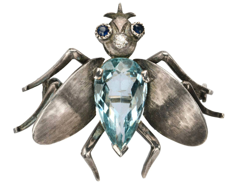 1910s Aquamarine Fly Brooch (on white background)