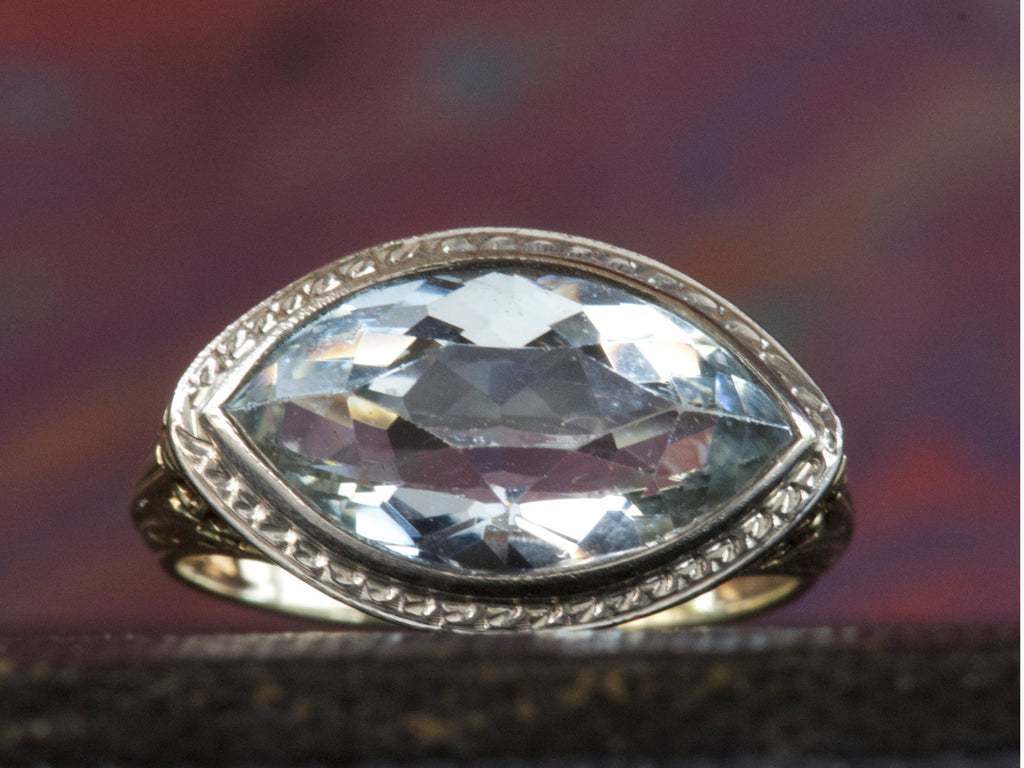 1930s Aquamarine Marquise Ring