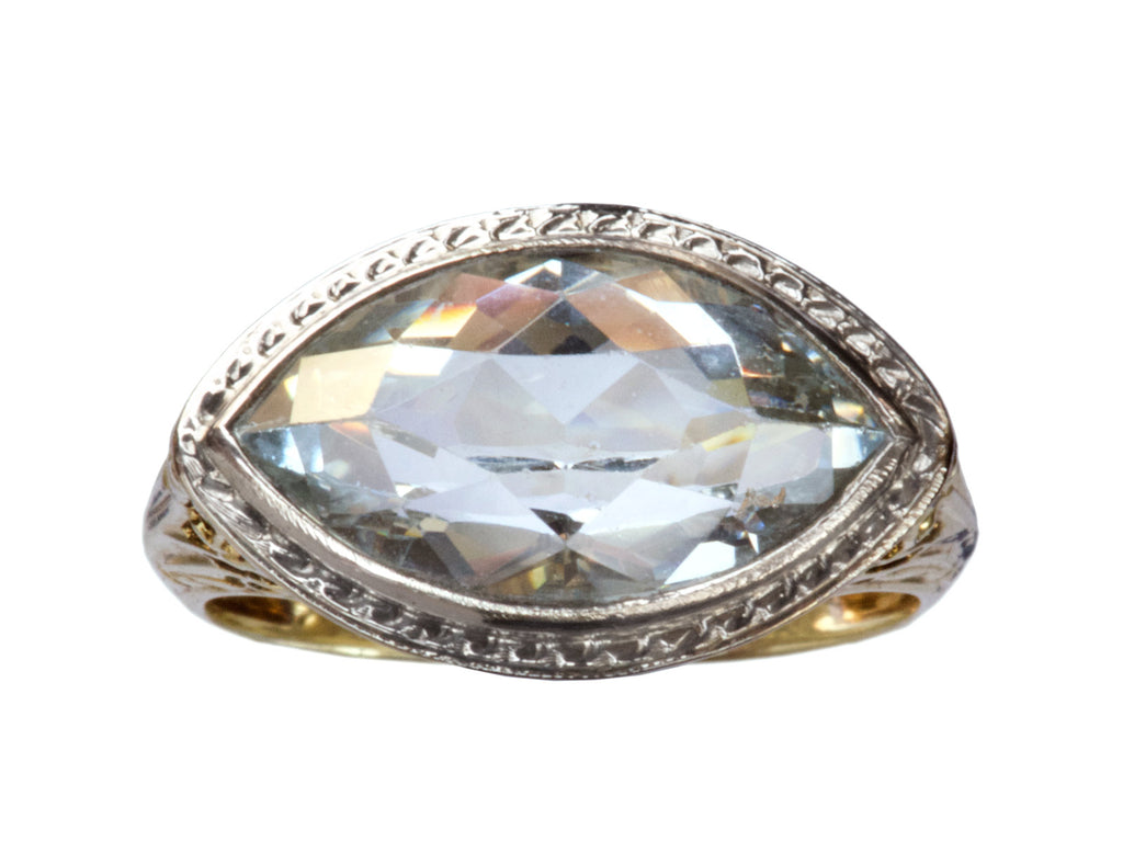 1930s Aquamarine Marquise Ring (on white background)