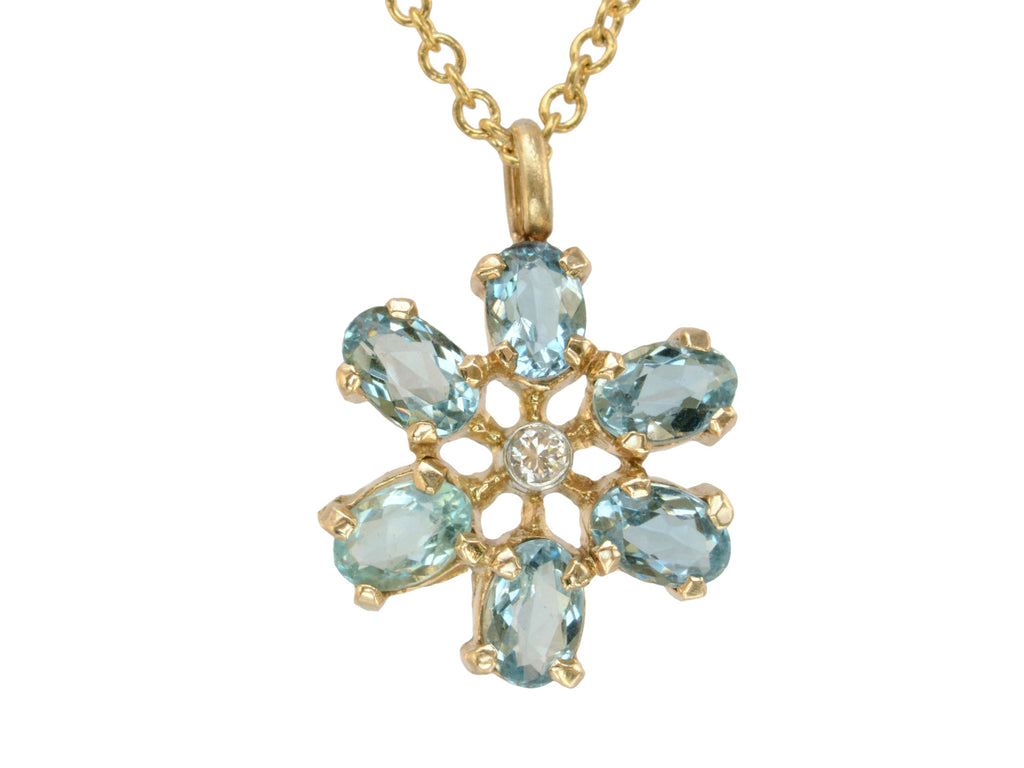 1950s Aquamarine Flower Pendant (on white background)