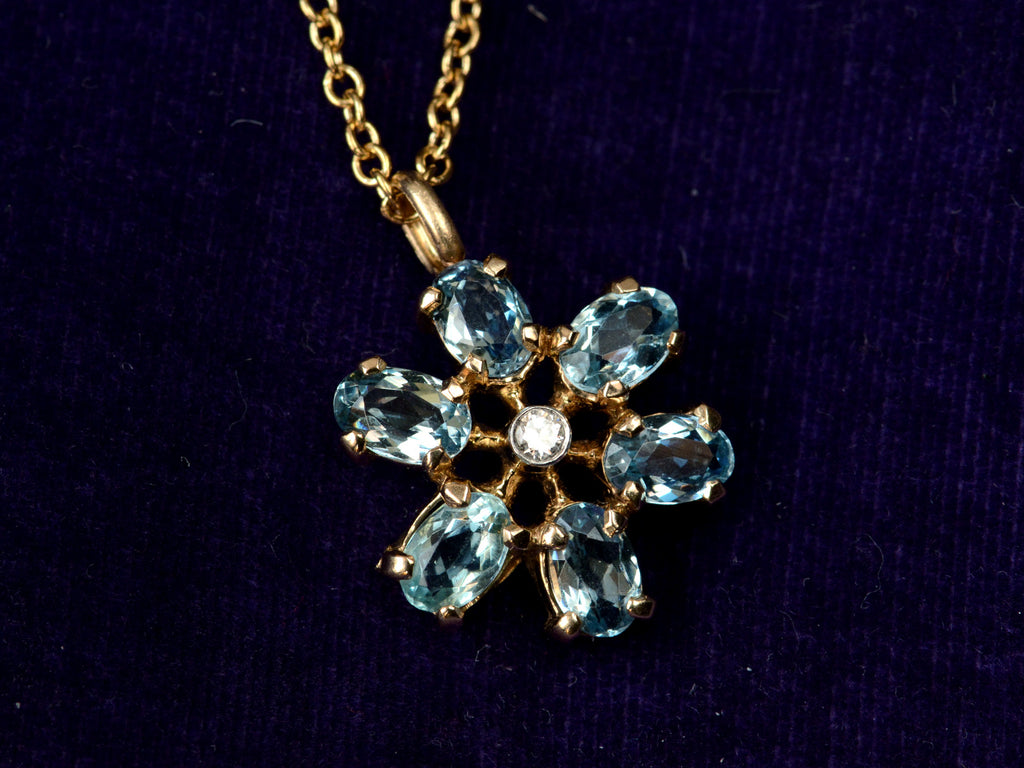 1950s Aquamarine Flower Pendant (detail)