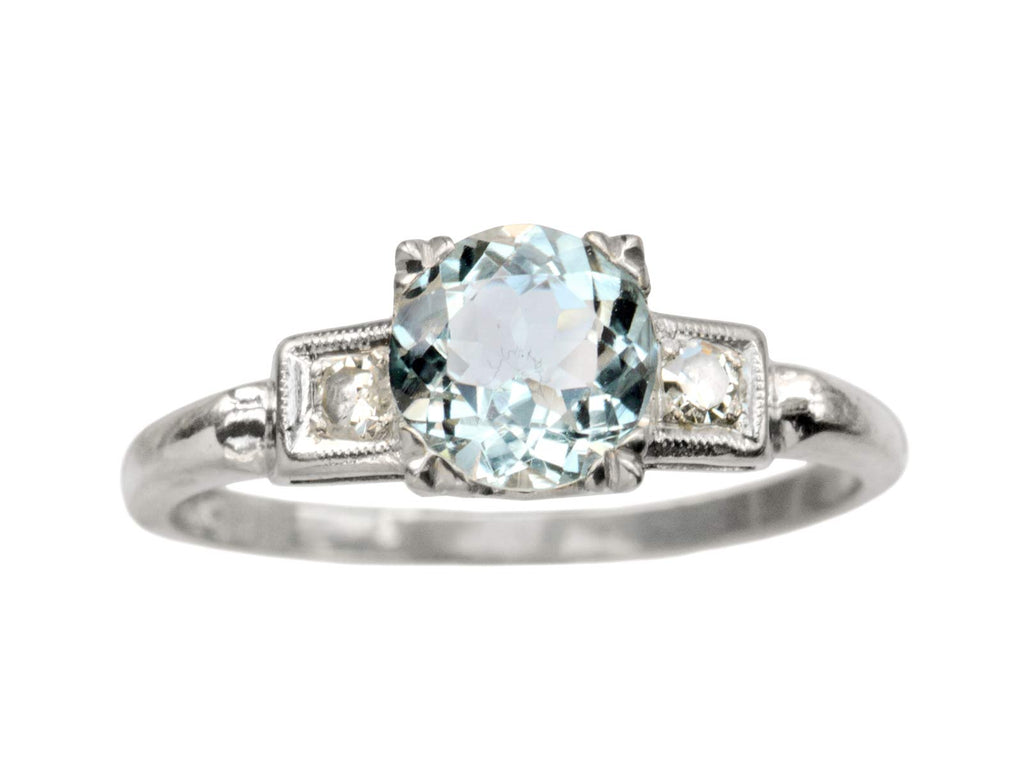 1930s Deco Aquamarine Ring (on white background)