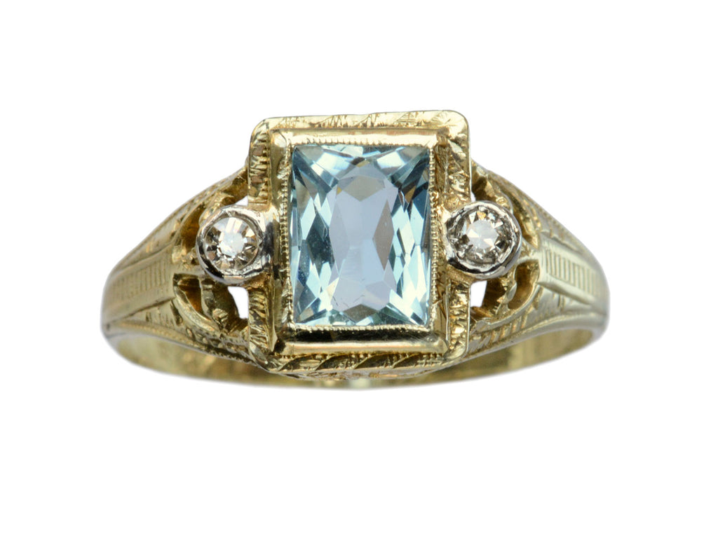 1930s Art Deco Aqua Ring (on white background)