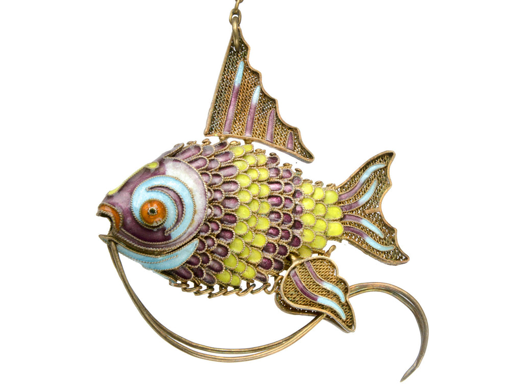 1960s Articulated Enamel Fish (on white background)
