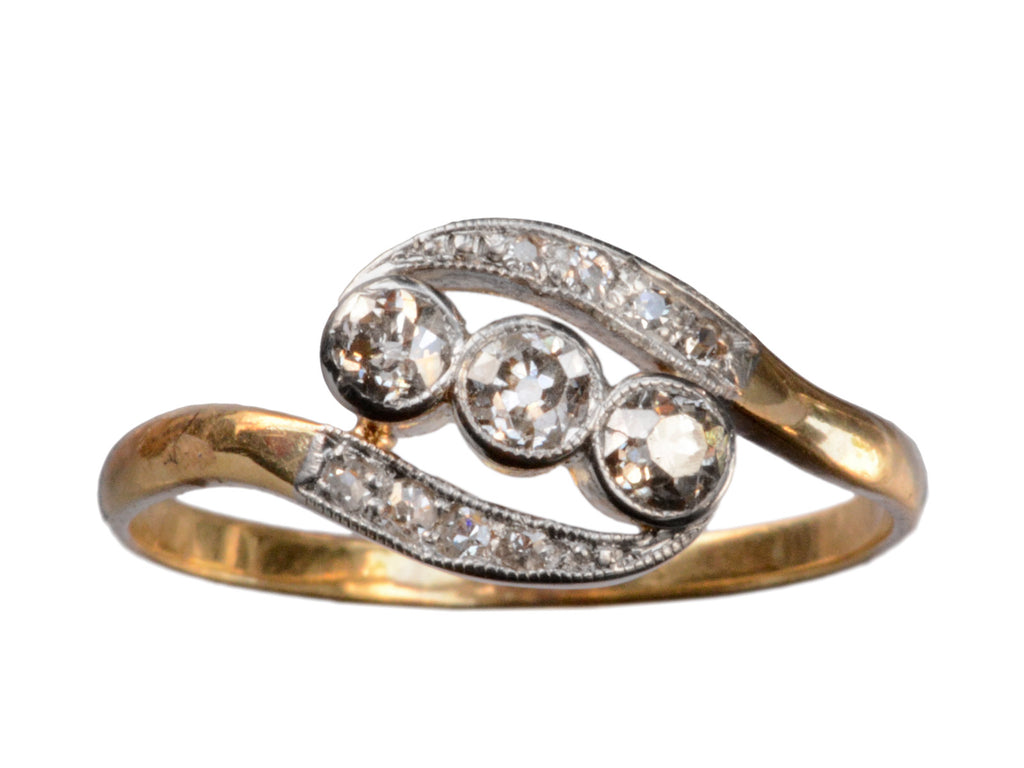 1910s Art Nouveau Diamond Ring (on white background)