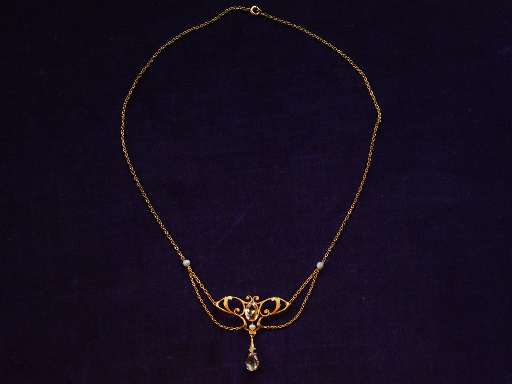 1900s Art Nouveau Citrine and Enamel Necklace
