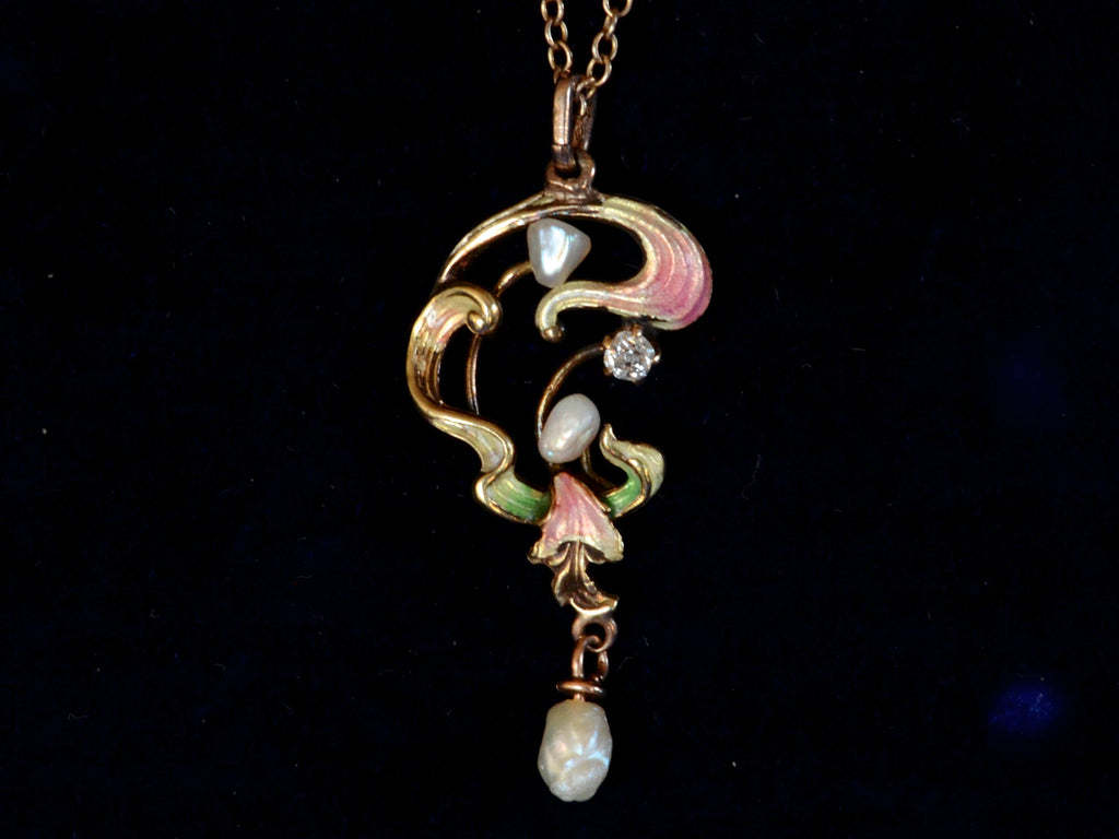 1900s Art Nouveau Enamel Necklace
