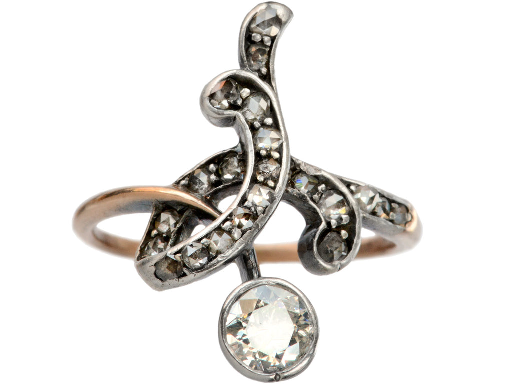 1890s Art Nouveau Diamond Ring (on white background)