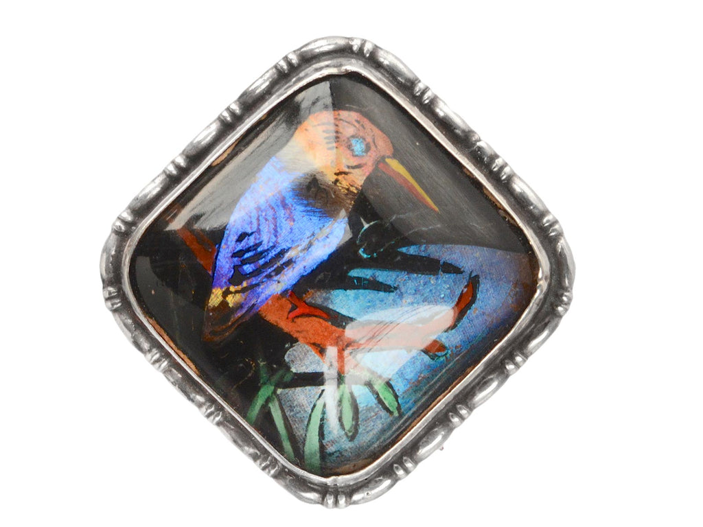 1920s Kingfisher Butterfly Wing Pin (on white background)