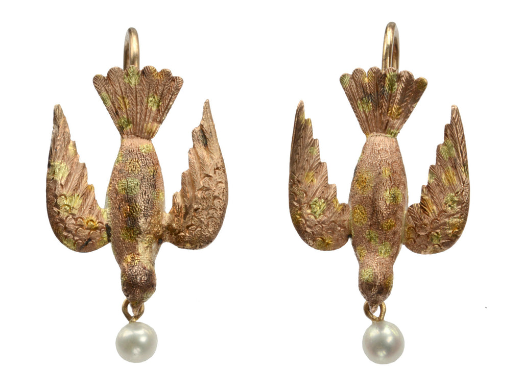 1890s Victorian Dove Earrings (on white background)