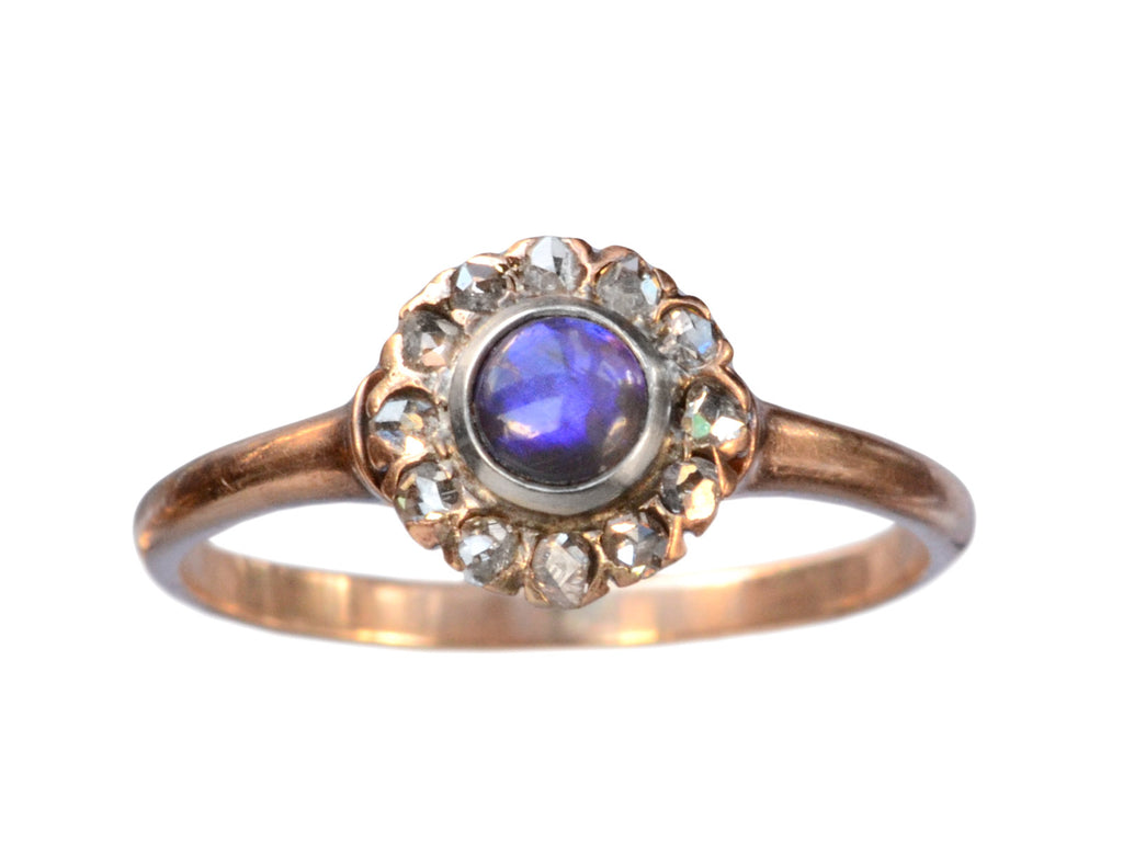 1890s Victorian Black Opal Ring (on white background)