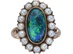 1910s Black Opal & Pearl Ring