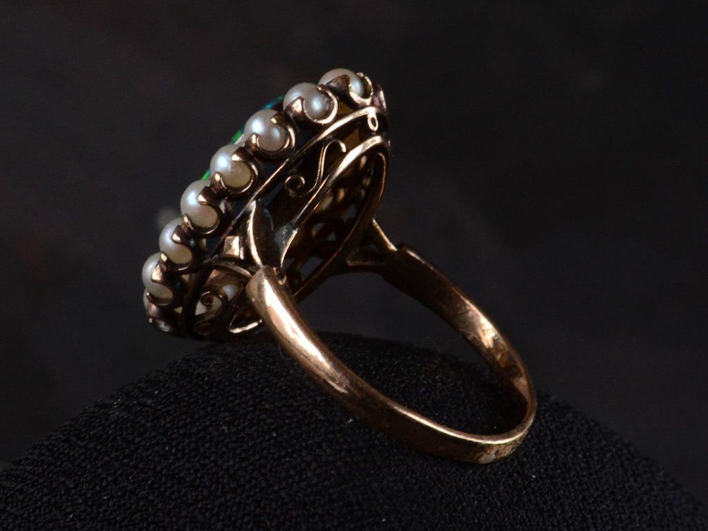 1910s Black Opal & Pearl Ring