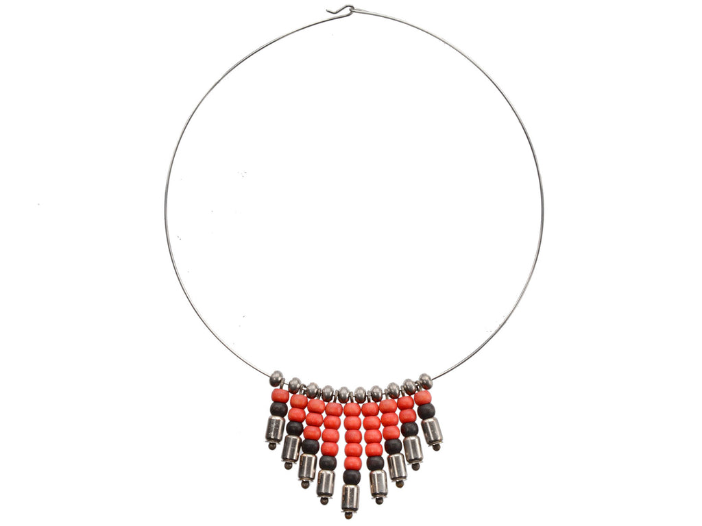 Vintage Red & Black Necklace (on white background)