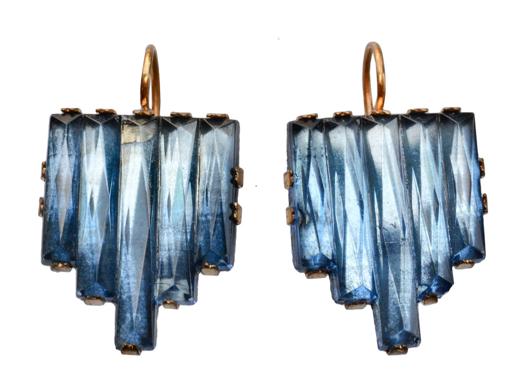 1920s Blue Deco Earrings (on white background)