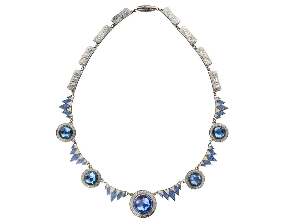 1920s Art Deco Blue Necklace (on white background)