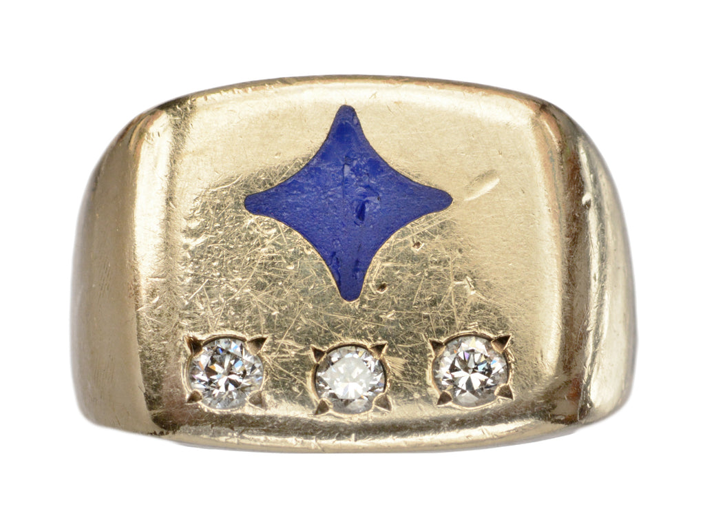 c1950 Blue Star Signet Ring (on white background)