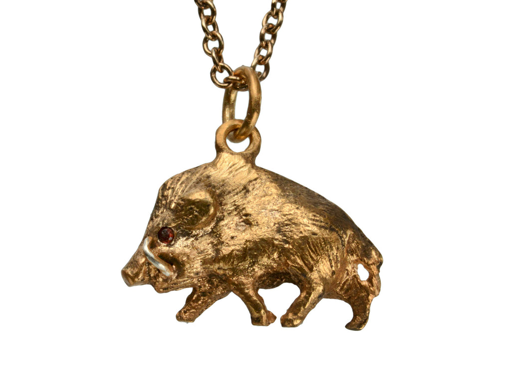 1890s Boar Pendant Necklace (on white background)