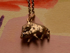 1890s Victorian Wild Boar Pendant Necklace
