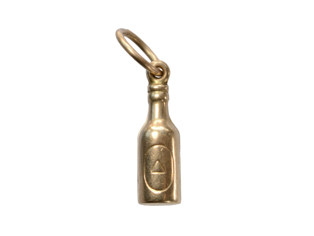 c1950 Gold Bottle Charm (on white background)