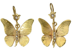 c1900 Gold Butterfly Earrings