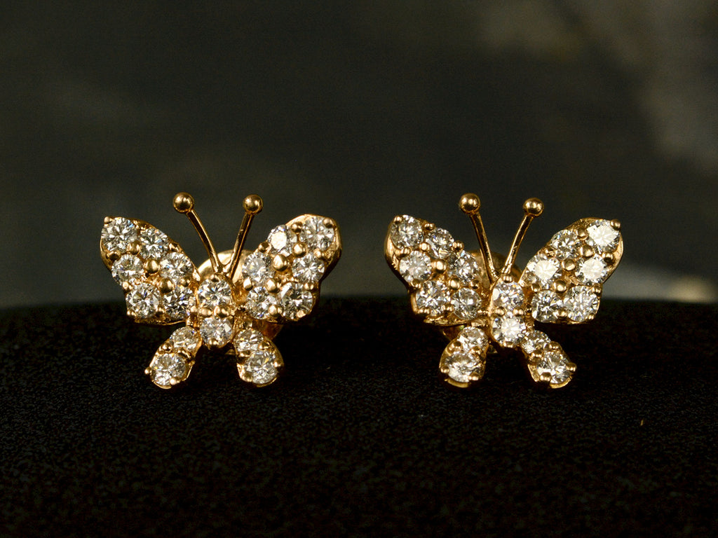 1980s Diamond Butterfly Stud Earrings