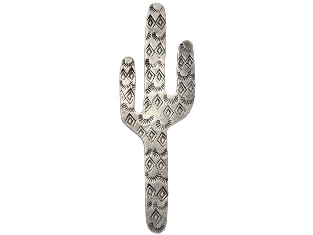 1970s Silver Cactus Brooch (on white background)