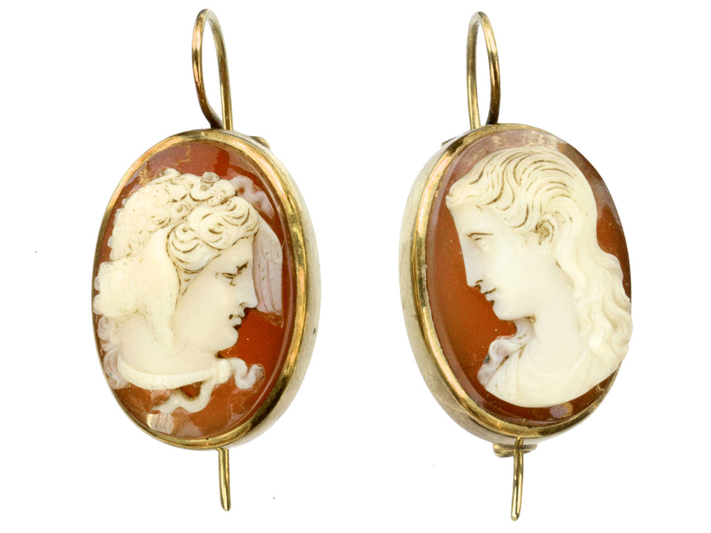 1880s Victorian Cameo Earrings (on white background)