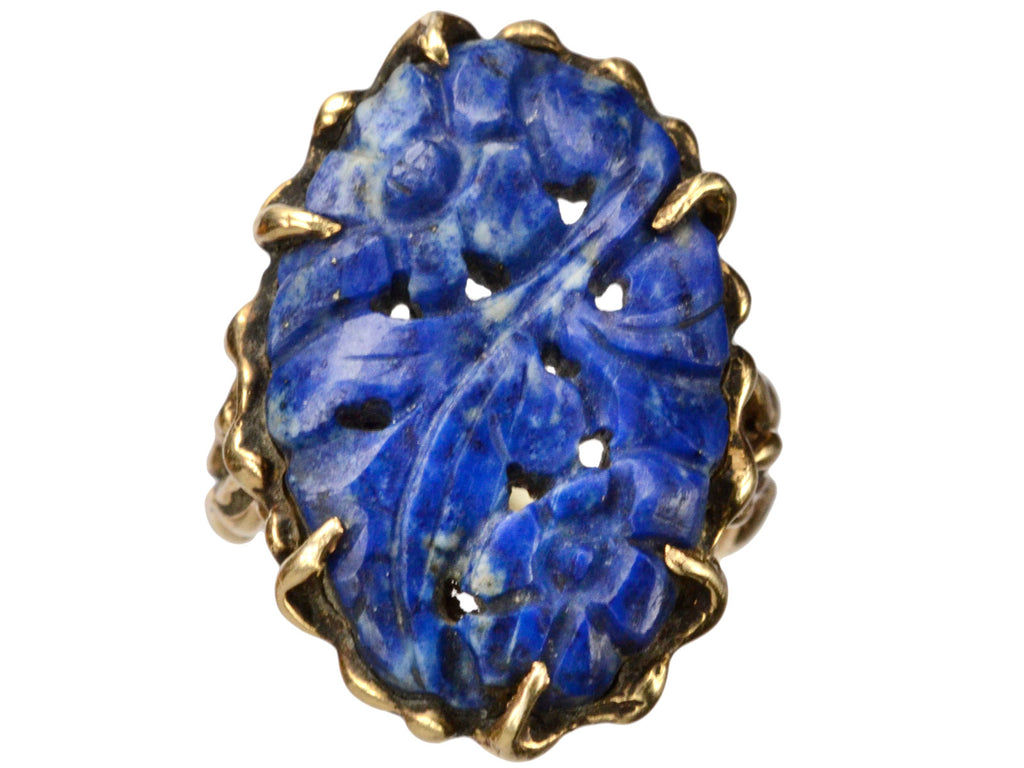 1920s Carved Lapis Ring (on white background)