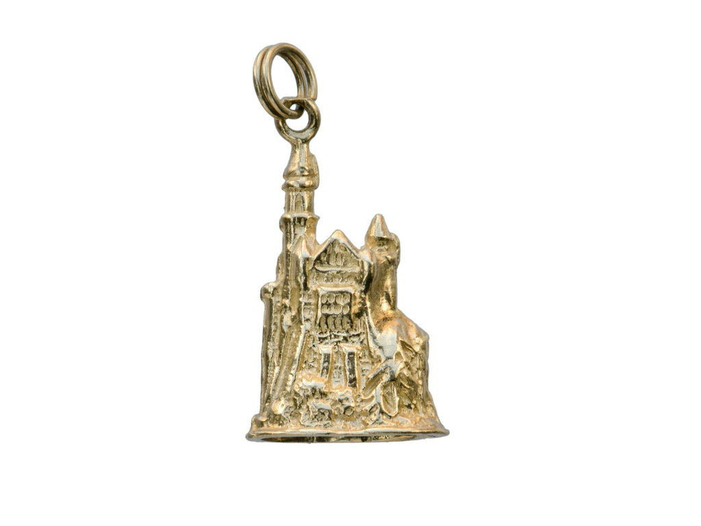 1980s Gold Castle Charm (on white background)